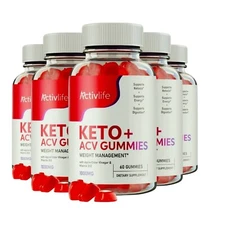 5-Pack ActivLife Keto ACV gummies, Active Life Gummies Weight Loss - 300 Gummies