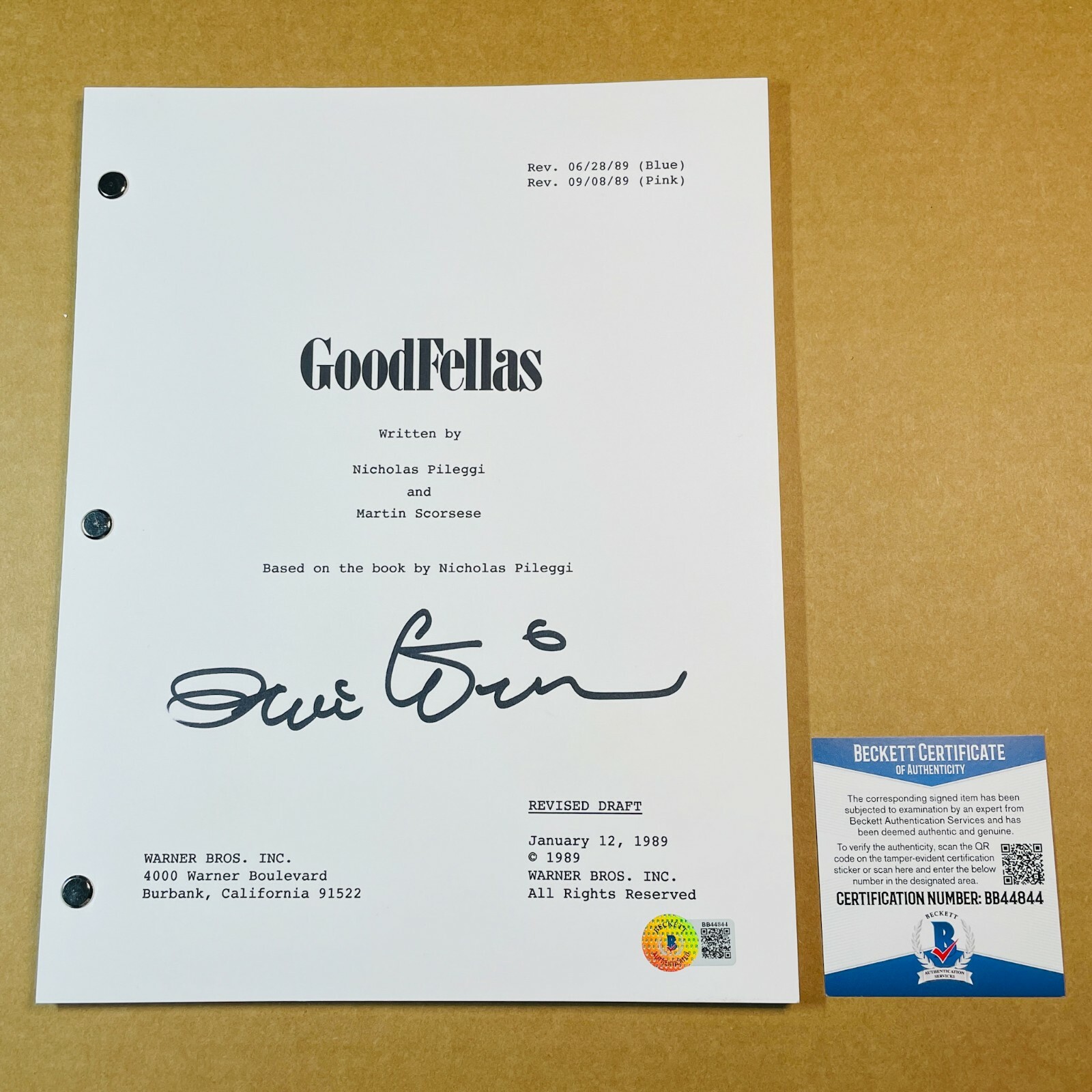 Cast Autographed Signed IRWIN WINKLER GOODFELLAS FULL PAGE MOVIE SCRIPT ...