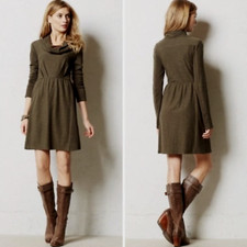 NEW S Anthropologie Alcott Sweatshirt Dress by Saturday Sunday Cowl-Neck Terry