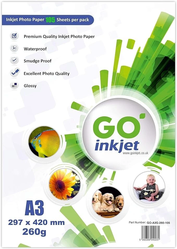 GO Inkjet Glossy Photo Paper 105 Sheets Available in A3, A4, A5 & 6x4 - Image 2 of 4