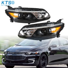 For Chevy Malibu 2016-2018 Headlights Headlamps Black Housing Clear Lens RH + LH