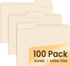 Manilla Folders Letter Size (8.5 x 11 inches),100 Per Box, 1/3 Cut Tab for Easy
