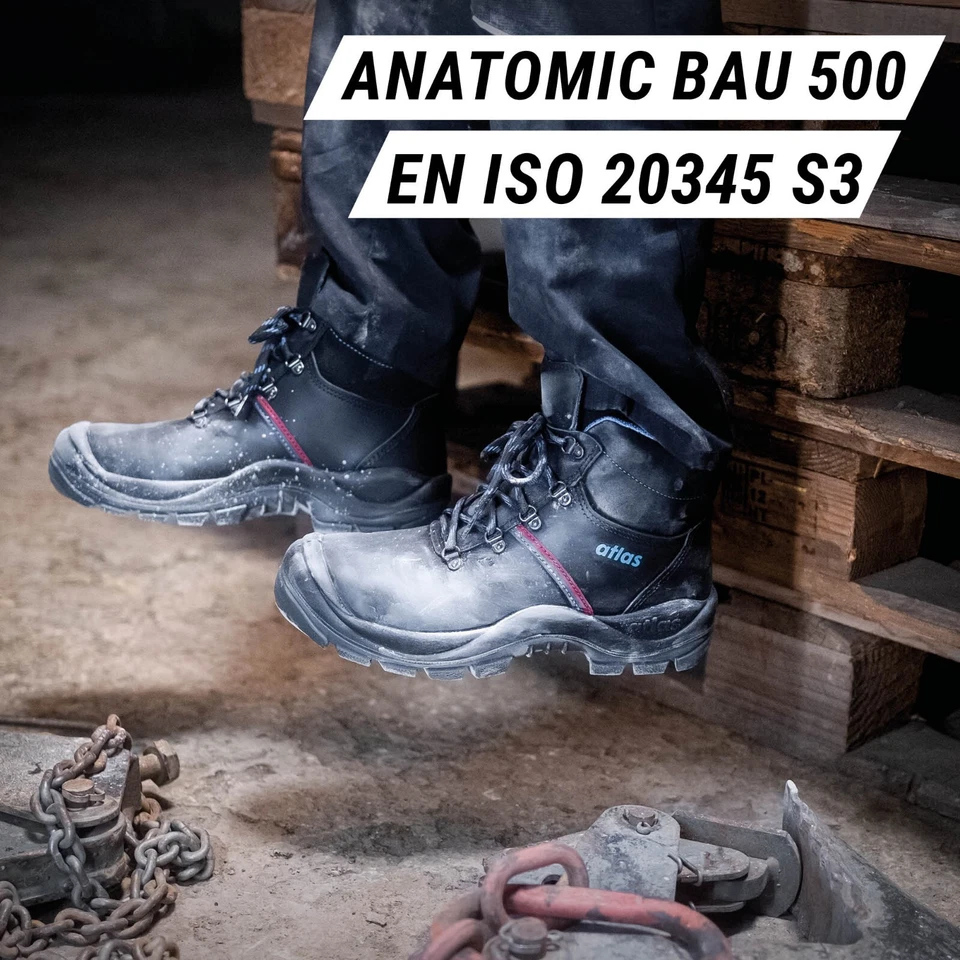 Atlas Arbeitsschuhe Sicherheitsschuhe Stiefel Anatomic Bau 500 S3 Gr. 39-48 NEU - Bild 3 von 4