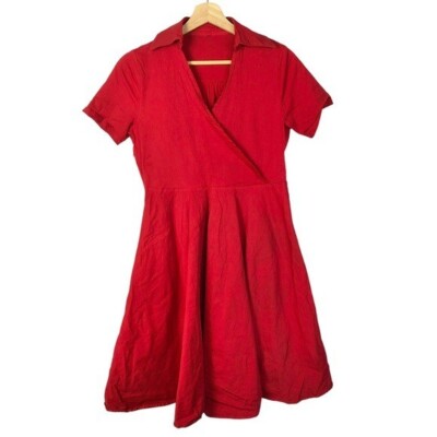 open lace back dress Cami Angel Sleeve Faux Wrap Dress Red– Selfie Leslie main image 1