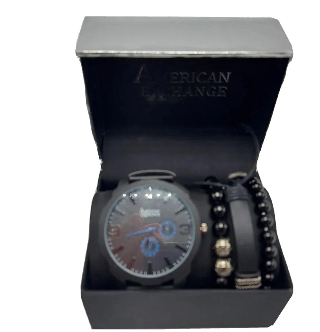 Men s Gun Metal Case Watch Black Strap Watch Assorted