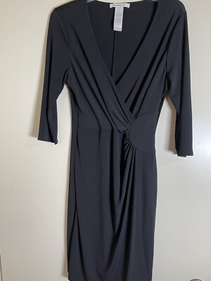 Laundry by Design Women's 3/4 Sleeve Ruched Maxi Dress Solid Black Size 8 |  eBay