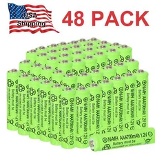 48Pcs AAA Rechargeable Batteries Ni-MH 700mAh 1.2v for Garden Solar Light LED