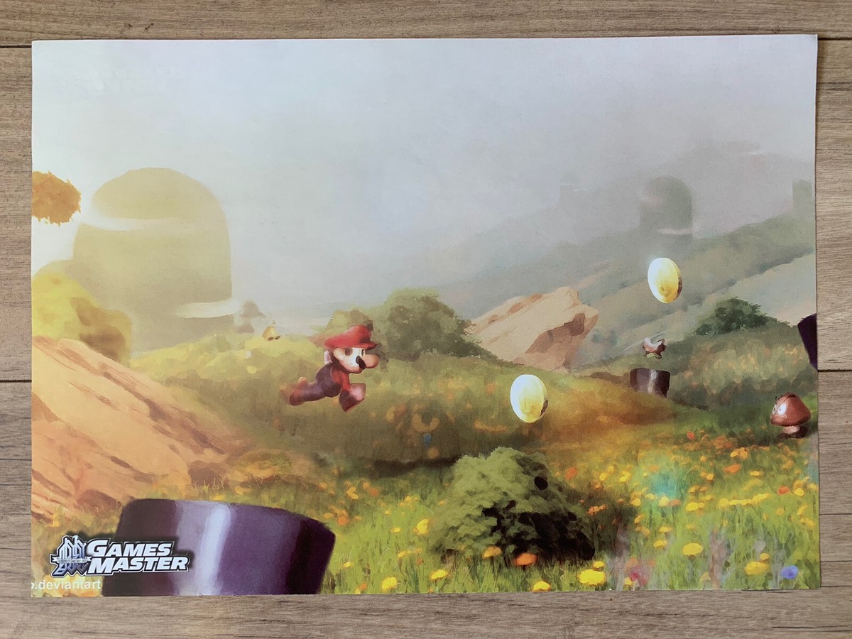 MEGA RARE GAMESMASTER EXCLUSIVE SUPER MARIO ARTIST 2-SIDED COLLECTORS POSTER