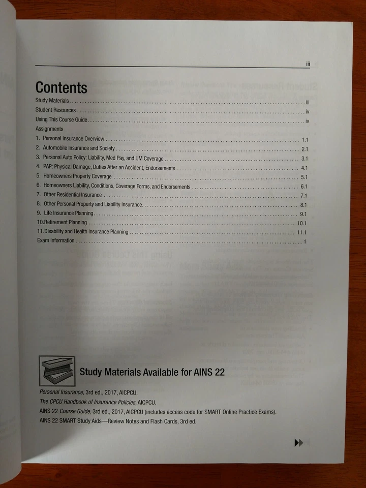 Personal Insurance AINS 22 Course Guide 3rd ed The Institutes 419 - Image 2 of 3