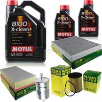 MANN-FILTER Inspektionspaket 7L Motul 8100 X-Clean+ 5W-30 FüR Vw Multivan V 3.2