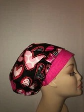Valentine Bouffant Scrub Hat Mod Hearts Surgical Cap CRNA CNOR Chef Cardiology 