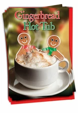 B5938 Set of 12 Gingerbread Hot Tub Christmas Greeting Cards /Envelopes xmas