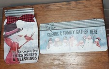 Set of 2 Snowman  Winter Door Signs or Wall Decor