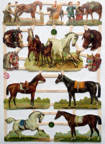 Glanzbilder Oblaten ~ ef 7322 Edle Pferde Pony Reiten Scrap Stammbuchbilder