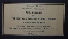 Paul Krassner (Realist) 1968 NY Electric String Ensemble Show Advert, Promo Ad