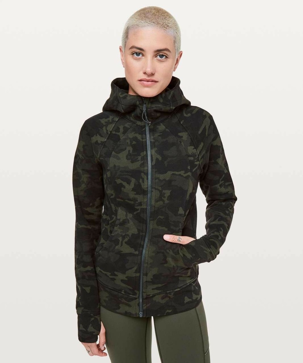 正規品 Used lululemon 迷彩柄 Scubaパーカー4 NWT Lululemon Scuba Hoodie *Light Cotton Fleece SIZE:4 Camo Green