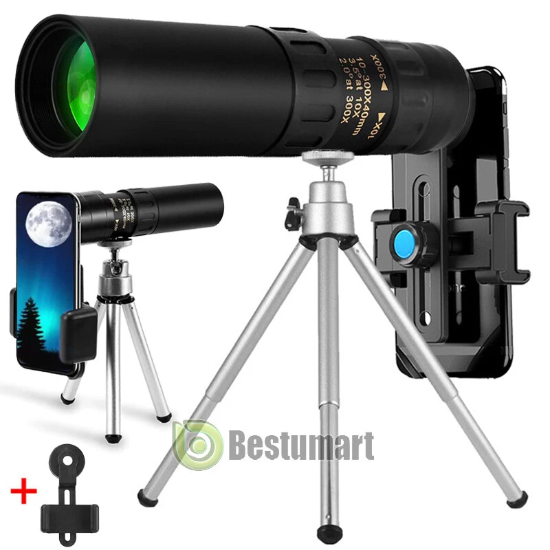 10-300X40 Zoom Day/Low Night HD Monocular Telescope Camera for Phone+Tripod+Clip - Image 2 of 4