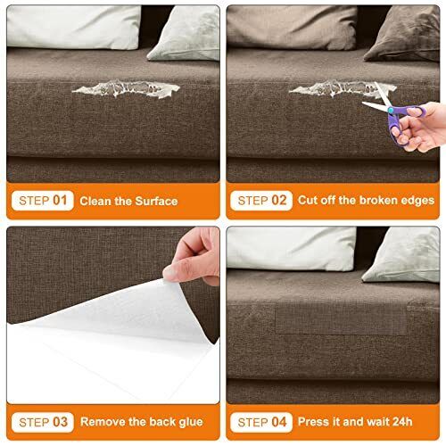 2 Pcs 11x8 Inch Self-Adhesive Canvas Fabric Patches for Furniture