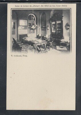 Postcard Lake Como Hotel Plinius Reading Room CB459
