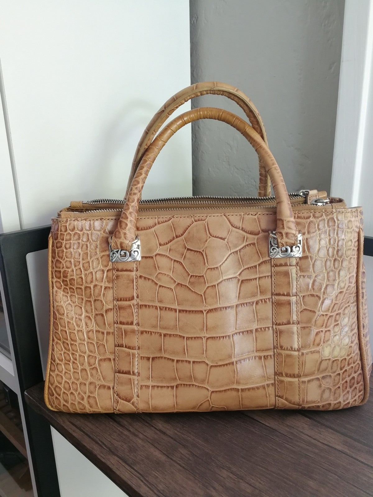 Brighton corcodile pattern leather Satchel - image 1