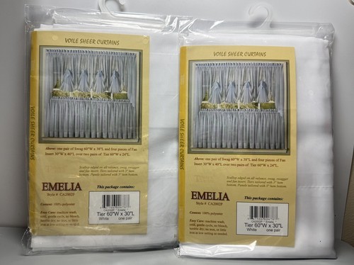 Voile transparente Vorhänge | Emelia | Stange-Tasche Panel Ebene 60" x 30" | weiß ein Paar