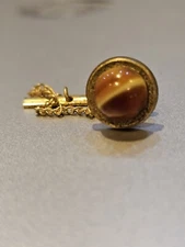 Vintage Christian Dior Tie Tack Pin Gold ? Tone With Matching Cufflinks