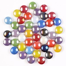 12mm Round Mosaic Tiles for Crafts, 200g Iridescent Recycled Glass Mosaic Pie...