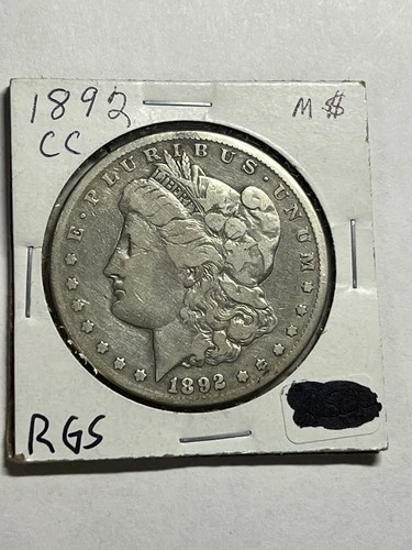 1892-CC MORGAN SILVER DOLLAR VF TOUGH DATE CC