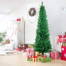 Pencil Christmas Tree Artificial Bushy Pine Xmas Slim Tree 5/6/7FT Home Decor