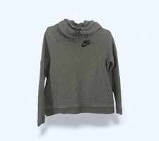 NIKE Funnel Neck Fleece Pullover Hoodie Grey WOMENS MEDIUM