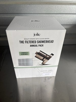 Jolie Filtered Showerhead Annual Pack w/ 3 Total Filter Refills Brushed Steel