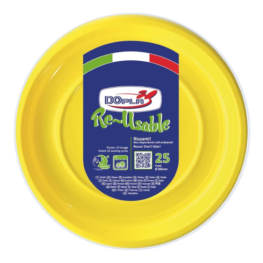 Reusable Yellow Soup Plates 20.5 Cm 25 Pcs In Plastic - DOPLA - Parties Buffet