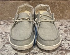 Hey Dude Wendy Linen Beige Youth Slip On Walking Comfort Shoes, Size K12