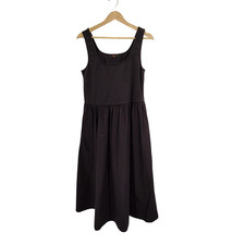 Quince Women Cotton Mixed Media Tank Midi Dress Black L