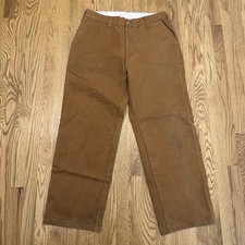 Vintage LL Bean Canvas Hunting Pants Size 36 Fits 34 Brush Brown Made In USA Vtg