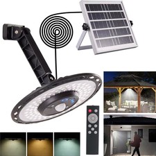 Solar Panel Ceiling Pendant LED Light Outdoor Garden Garage Shed Hanging Lamp