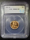 1957-D Lincoln Wheat Cent MS66 RD ICG Lot Of 5