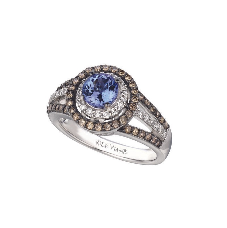 Le Vian 14K White Gold Band Ring for Her 1 3/8 cts Blue Tanzanite Diamond Size 7