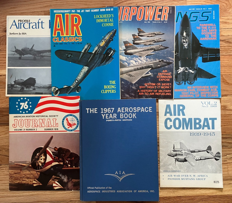 vintage aviation magazine lot of 6 + 1967 Aerospace Yearbook - Wings; Air Power+