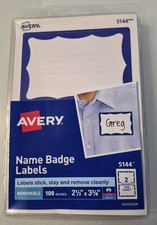 Avery 5144 Name Badge Labels Stick Stay Remove 100 Badges for Laser  Inkjet NEW