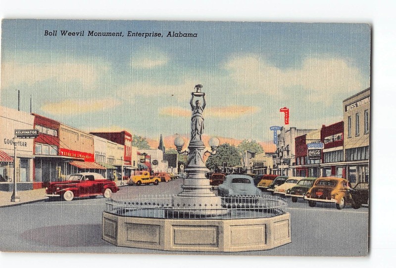 Enterprise Alabama AL Postcard 1930-1945 Boll Weevil Monument