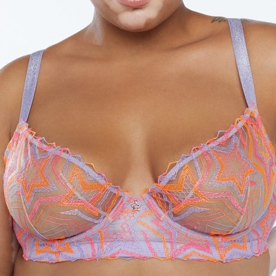 Savage X Fenty Womens SHINING STAR EMBROIDERED UNLINED DEMI BRA 38D NWT