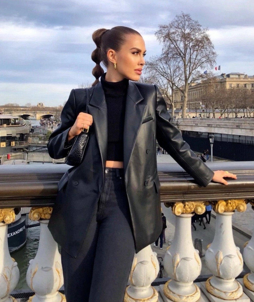 ZARA SIZE S STRAIGHT CUT BLACK FAUX LEATHER BOYFRIEND NEW | eBay