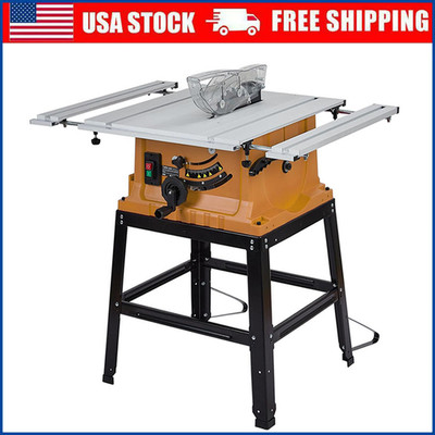 10'' Table Saw w/ Stand & Push Stick for Jobside Adjustable Blade Height 5000 RPM
