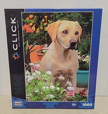 Click Mega Golden Labrador Retriever Dog Puzzle 1000 Piece Garden Flowers NEW