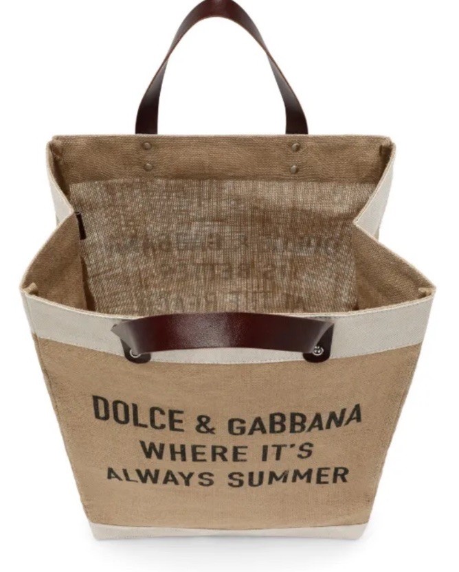 DOLCE GABBANA JUTE TOTE BAG BEACH SHOPPING PRINTED BAG RRP