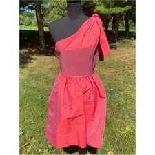 ALFRED SUNG One-Shoulder Coral Pink Cocktail Dress Firecracker Knee Length D530