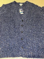 Charter Club NWT Women’s Button Front Sweater Cardigan Beautiful Blue Size XL