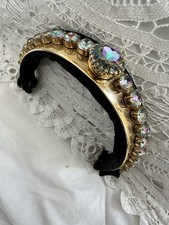 Bienen-Davis Black Evening Handbag Purse HANDLE ONLY Large Iridescent Stones VTG