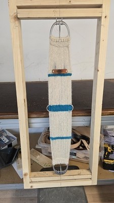 32 Zoll Mohair Cinch für Westernsättel Pferd Tack natur weiß und blau